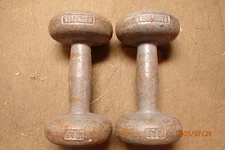 2, VINTAGE BOLLINGER 10 LBS POUND DUMBBELLS  BUN STYLE
