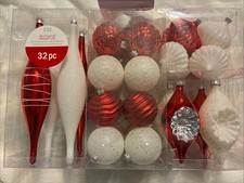 Ashland 32 pc shatterproof Christmas ornaments red  white