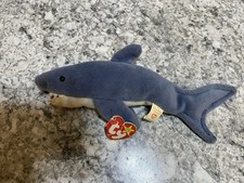 TY Beanie Babies "Crunch" the Shark (1996)- With Tag Errors & PVC Pellets - NWT
