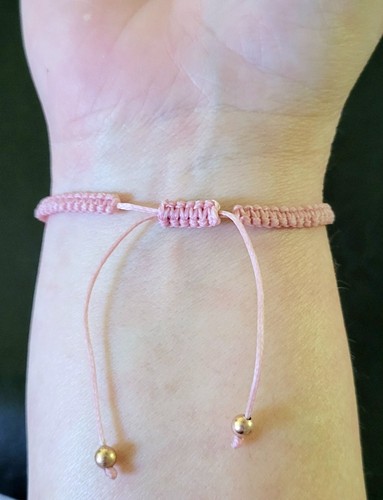 🌷NEW 6"-10" ADJ 14K ROSE GOLD/ 925 STERLING BEADED PINK BRAIDED BOLO BRACELET - Picture 8 of 11