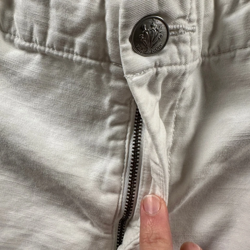 rag & bone Women's Cargo Paratrooper Pants 25 Optic White Cotton Pockets Flaw - Image 4 of 4