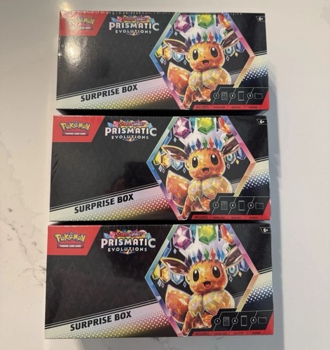 Pokémon Prismatic Evolutions Überraschungsbox *3 Stück* - Neu & Sealed!