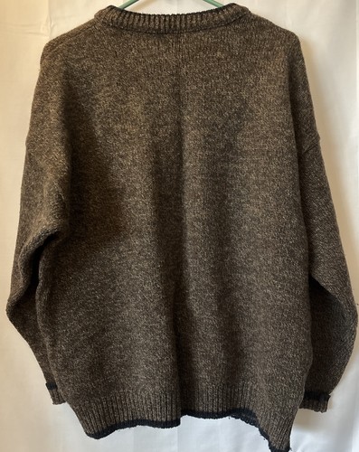 Woolrich Mens Sweater Brown- Black Trim M Heather Wool Blend Crew Neck Pullover - Picture 4 of 6