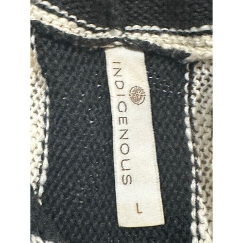 Indigenous Sz L 100% Organic Cotton Knit Hoodie Striped Pullover Beachy Peru - Picture 3 of 11