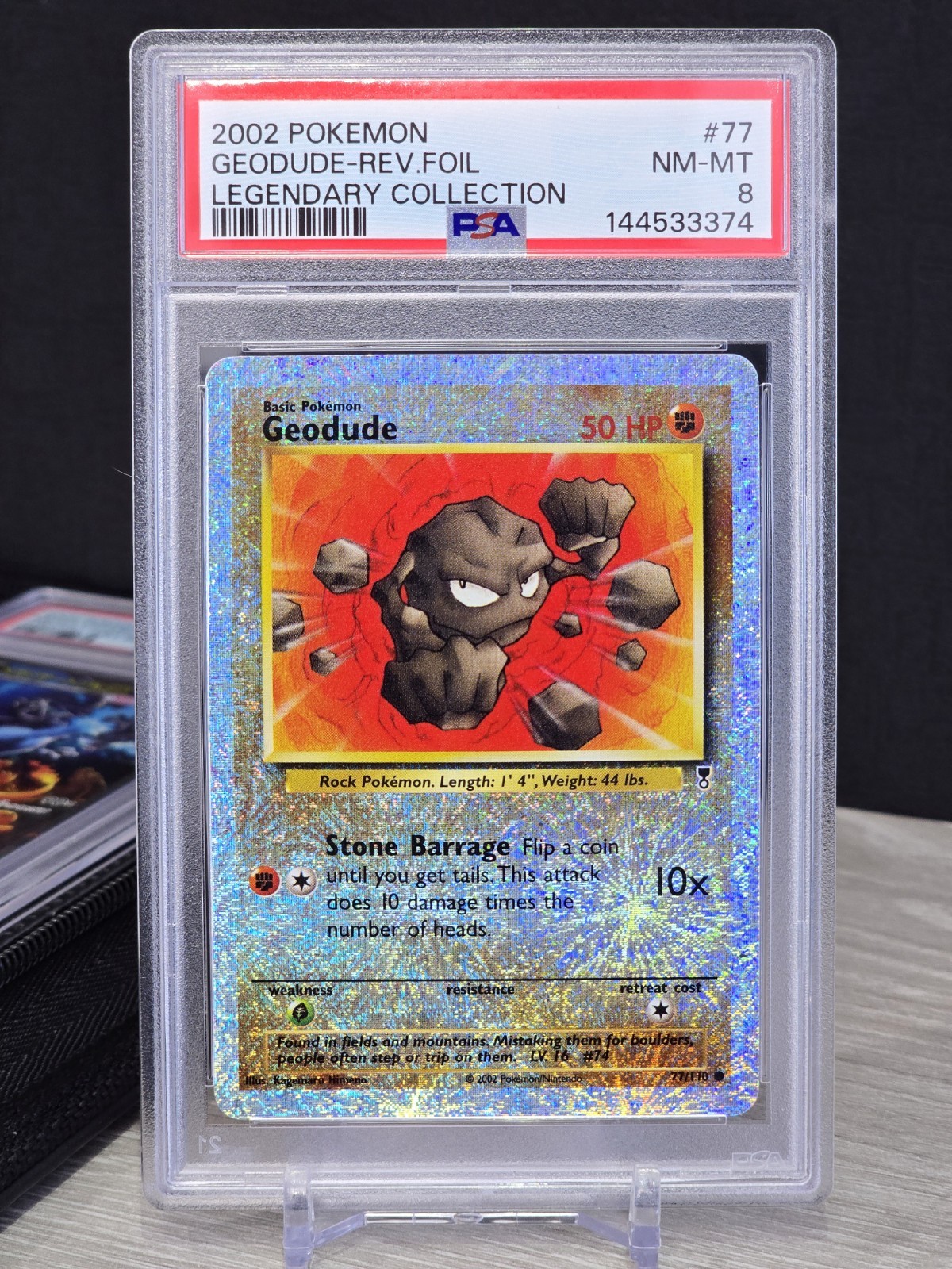Pokémon Card Geodude 77/110 Reverse Foil Legendary Collection 2002 Rare PSA 8