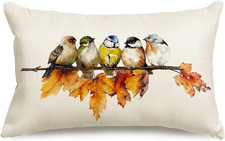 Fall Pillow Covers 12x20 Inch Bird Autumn Decorations for Home Outdoor Thanksgiv