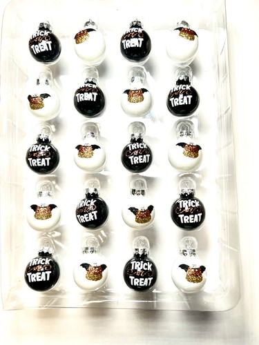 20 MINI HALLOWEEN VAMPIRE BAT CANDY CORN GLASS BALL ORNAMENTS TRICK OR TREAT - Picture 2 of 11