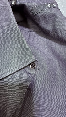 Gucci Men's Blue Button Up Shirt Medium 100% Cotton Size 43/17 - Picture 11 of 12