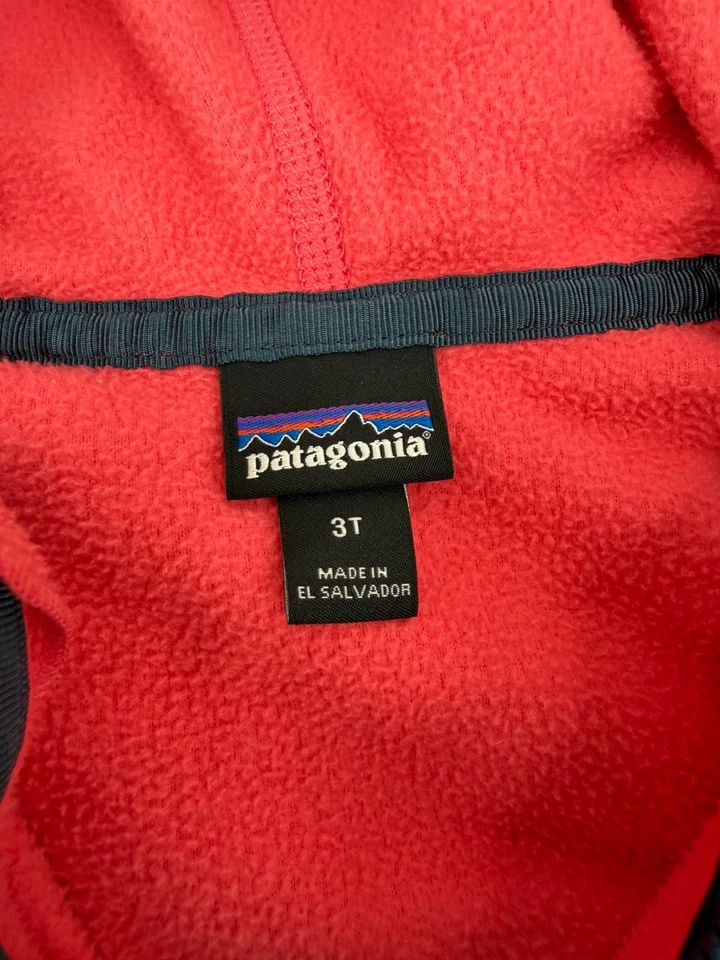 Chaqueta con Capucha Patagonia Micro D Rosa Azul Cálida Cremallera Completa A Presión T Polar Talla 3T Foto 3 de 4