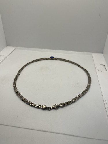 Greek Key design Sterling silver blue stone cabochon vintage choker necklace - Picture 6 of 18