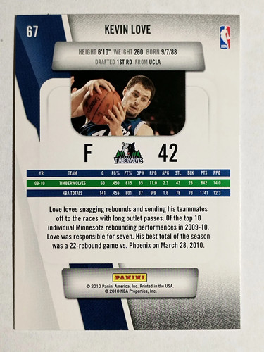 2010-11 Prestige #67 Kevin Love - Picture 2 of 2