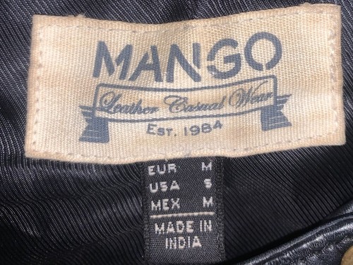Women’s MANGO black 100% Sheep Leather jacket Size Eur Medium - Picture 4 of 9