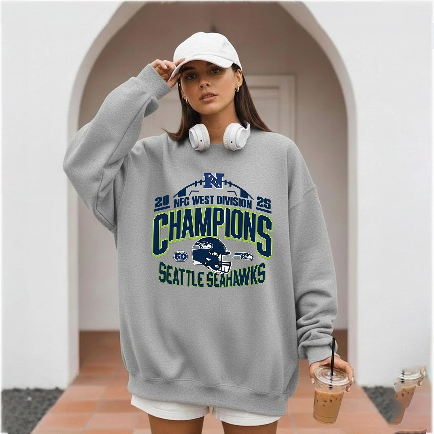 Seattle Seahawks 2025 NFC West Division Champions Helmet Sweatshirt