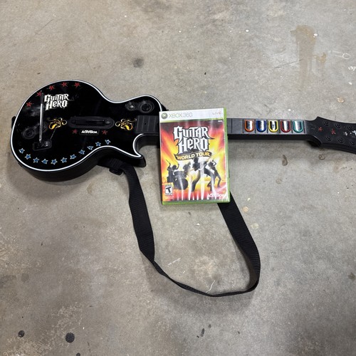 Gibson Les Paul Guitar Wireless Controller Xbox 360 Guitar Hero + GH World Tour - Picture 1 of 4