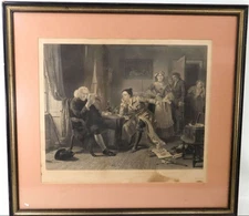 Antique 19th Century Etching Samuel Bellin after Edward M. Ward Framed 31×34
