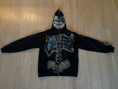 Travis Scott Cactus Jack For Fragment Skeleton Graffiti Full Zip Up Hoodie Sz L