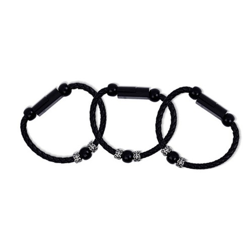 1Pc USB Type-C Data Cable Braided Wristband Style Charging Cable (Black) - 第 11/11 張圖片
