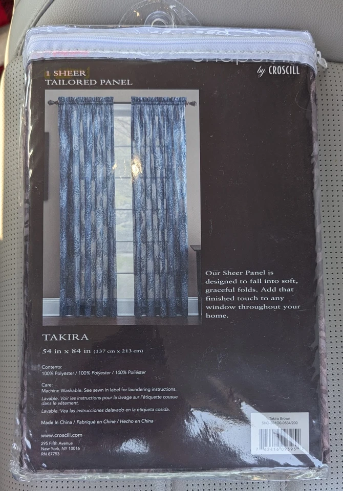 Chapel Hill One (1) Panel a medida Croscill Takira Marrón 50” x 84” Panel Cortina Foto 2 de 2