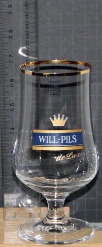 "WILL-PILS de Luxe" A.C.L. Gold Rim Tulip Beer Glass Bayern Germany V. 1990's - Picture 5 of 5