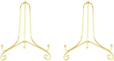 Artliving (2 Pack 4" Iron Display Stand, Gold Small Iron Easel Plate Display