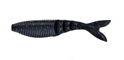 Yamamoto 134-06-021 Zako Swimbait 4", 6er Pack, schwarz mit großer blauer Flocke