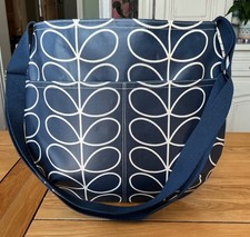 Hobo shoulder bag, cross body-new HANDMADE -Orla Kiely Navy Stem Oilcloth