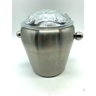 Unique Stainless Steel Mid Century Ice Bucket Cookie Jar Crystal Floral 3D Lid
