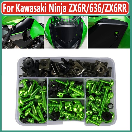 177PCS For Kawasaki Ninja ZX6R/636/ZX6RR CNC Fairing Bolts Kit Bodywork Screws - Foto 10 di 12