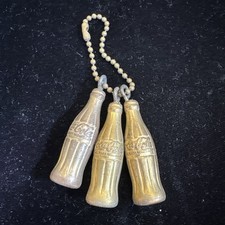 3 porte-clés pendentif vintage miniatures en laiton COKE COCA COLA bouteille breloques 1 1/2"