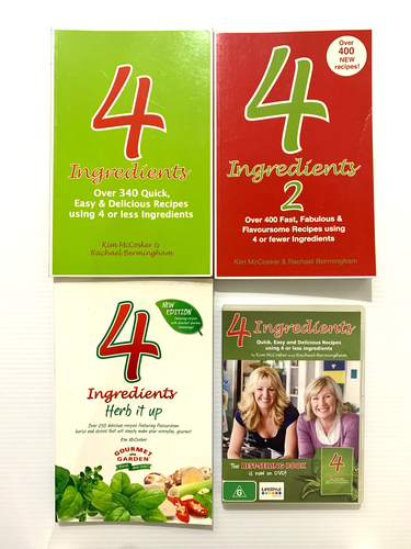 Paquete de DVD de libro de cocina de 4 ingredientes de Kim McCosker recetas de salud frescas rápidas en muy buena condición - Imagen 2 de 4