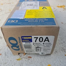 NEW QO 70 Amp 2-Space 4-Circuit Outdoor Main Lug Load Center w Cover 80438