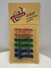 VINTAGE NEW 1970's Wil-hold 2922 Non-Slip Teeth Barrettes Pk/Gr/Bl - Pack of 6