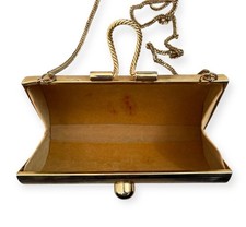 Vintage Gold Clutch Shoulder Bag  Yellow Velvet Interior