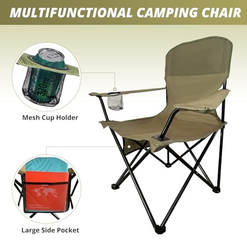 Folding Outdoor Beach Camp Chair with Cup Holder, Storage Pocket, Waterproof ... - Picture 5 of 7
