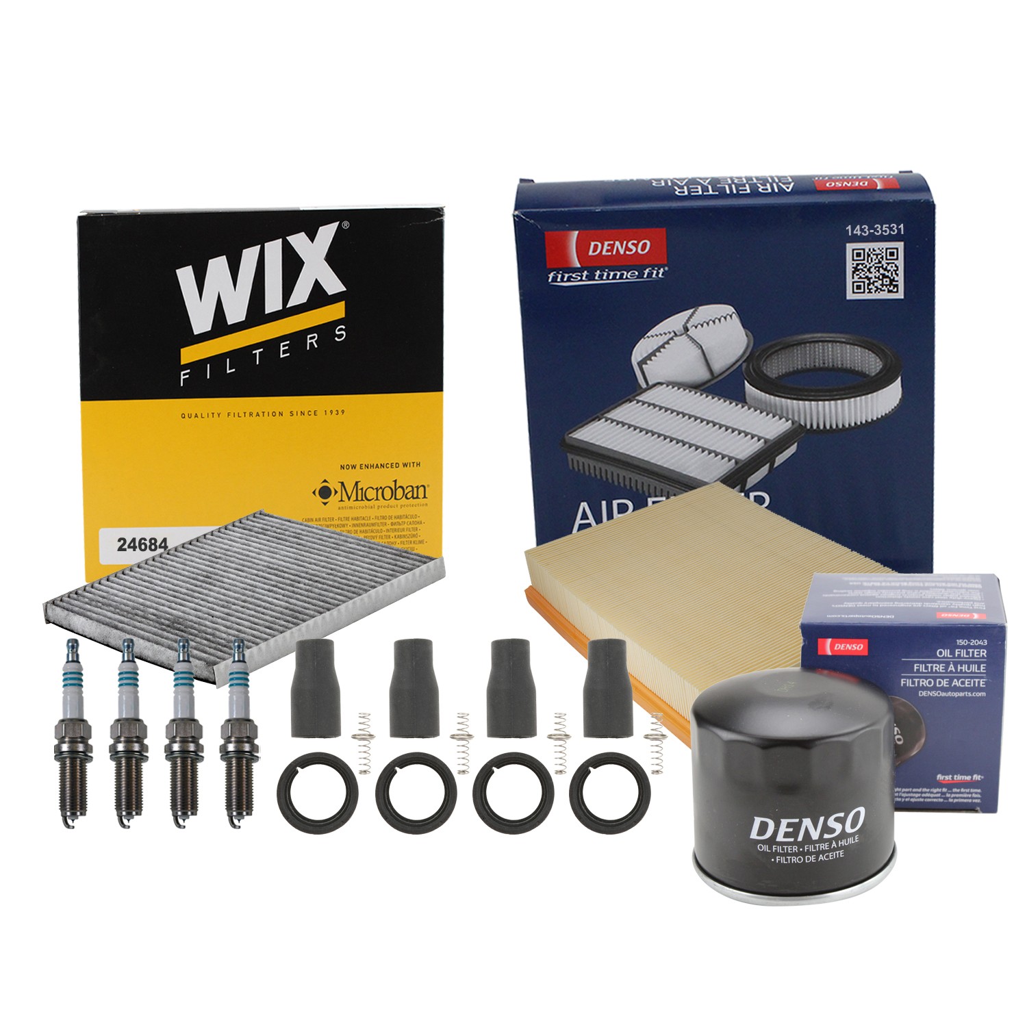 Denso Tune Up Kit NGK 4 Spark Plug  Boots Kit for Kia Rondo EX LX 2.4 L4 FWD