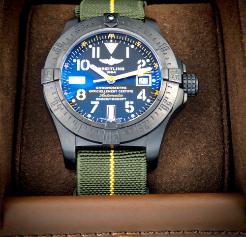 RARE Breitling Black Steel Avenger Seawolf "Code Yellow" Limited Edition 1/1000 - Picture 3 of 13