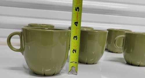6 IKEA Coffee Cup Mugs Avocado Green Notched Beveled Base 12 oz. - 198 94 - Picture 6 of 9