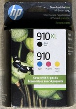 4-PACK GENUINE HP 910XL BLACK & 910 Color C/M/Y INK SEALED BOX 7/2026