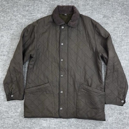 Barbour Jacket Mens Large Brown Wax Quilted Jacket