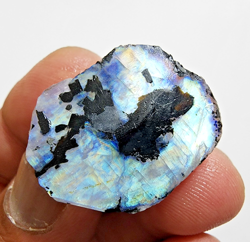 46 Crt Top White Rainbow Blue Fire Moonstone Rough Loose Gemstone Jewelry Making - Picture 7 of 8