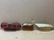 3 Vintage Plastic Hair Comb Side 50s Rhinestone USA Fancy 6