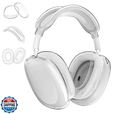 Aircawin for AirPods Max Case Clear,3 in 1 Clear Soft TPU Ear Cups Cover/Ear 