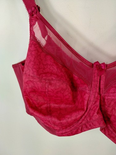 Goddess Kayla Underwire Bra Size 44G Red Floral Mesh Full Coverage - Picture 2 of 8