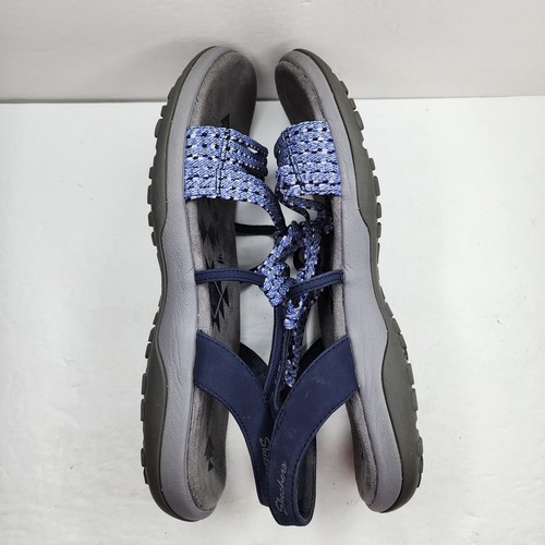 Skechers Reggae Sandals Women's Size 10 Blue Strappy Vacay Shoes Memory Foam - Picture 10 of 11