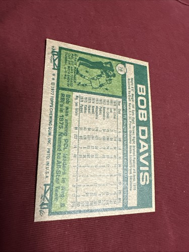 Topps Set-Break #78 1977 Bob Davis casi nuevo-como nuevo o mejor - Imagen 2 de 2