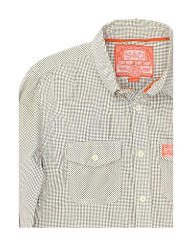 SUPERDRY Mens Shirt XL Grey Check Cotton BS65 - Picture 3 of 3
