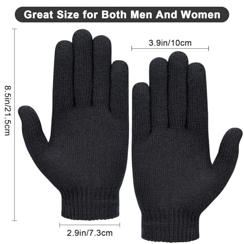 3 pares de guantes mágicos de invierno para adultos hombres mujeres cálidos elásticos tejidos negros - Imagen 2 de 7