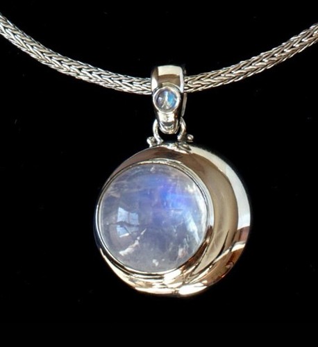 Ciondolo fatto a mano in argento 925 in pietra lunare arcobaleno per regalo g... - Foto 7 di 10