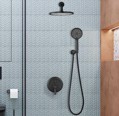 SSWW Rain Shower System with Shower Head and Handheld Wall Bathroom Matte Black - Picture 1 of 4