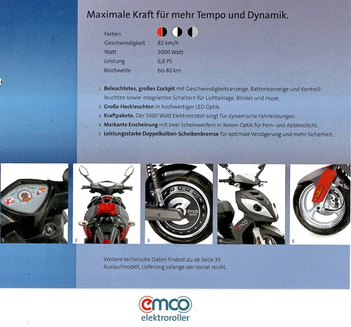 Emco E-Roller der 125ccm-Klasse - TÜV NEU - nur 3.960 Km - Erstbesitz - Bild 5 von 8